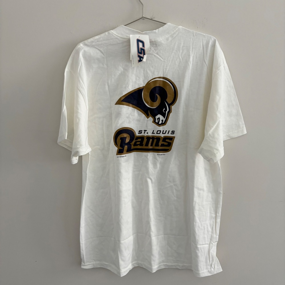 Vintage 2000 St Louis Rams Budweiser Delta Pro Weight T-Shirt White XL NWT